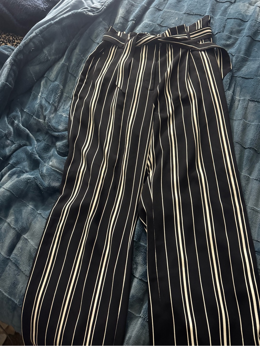 H&M Black and White Vertical Stripe Trousers